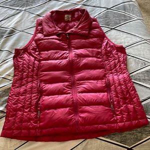 Puffy red vest.